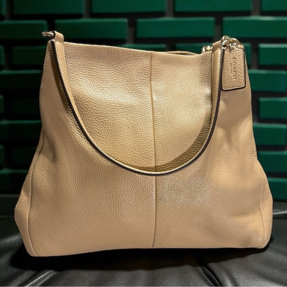 Coach Handbags - Coach Beige Leather Shoulder Bag